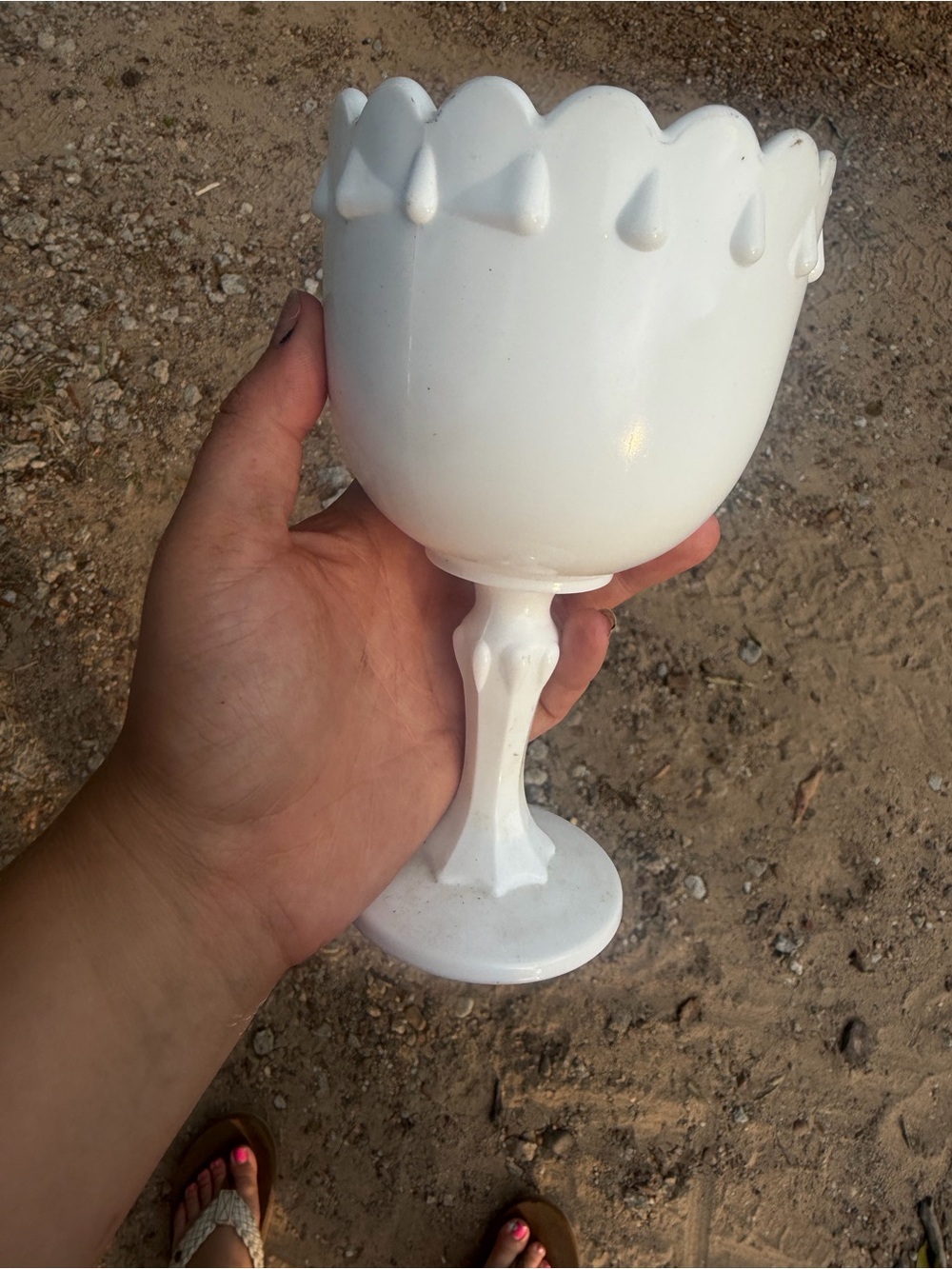 White Milk Glass Goblet Vase